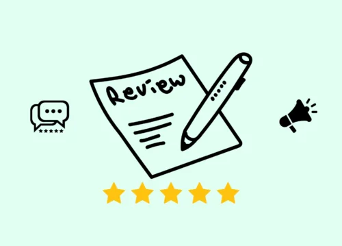 Example of a review summary showing many ratings and written customer comments for a business