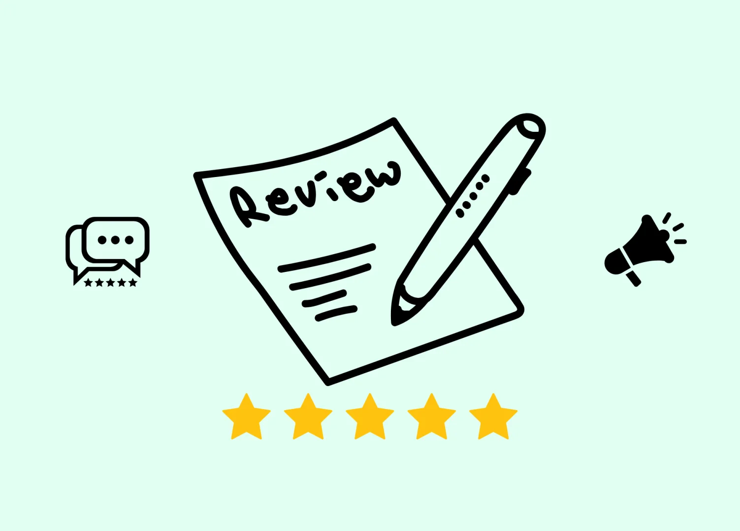 Example of a review summary showing many ratings and written customer comments for a business